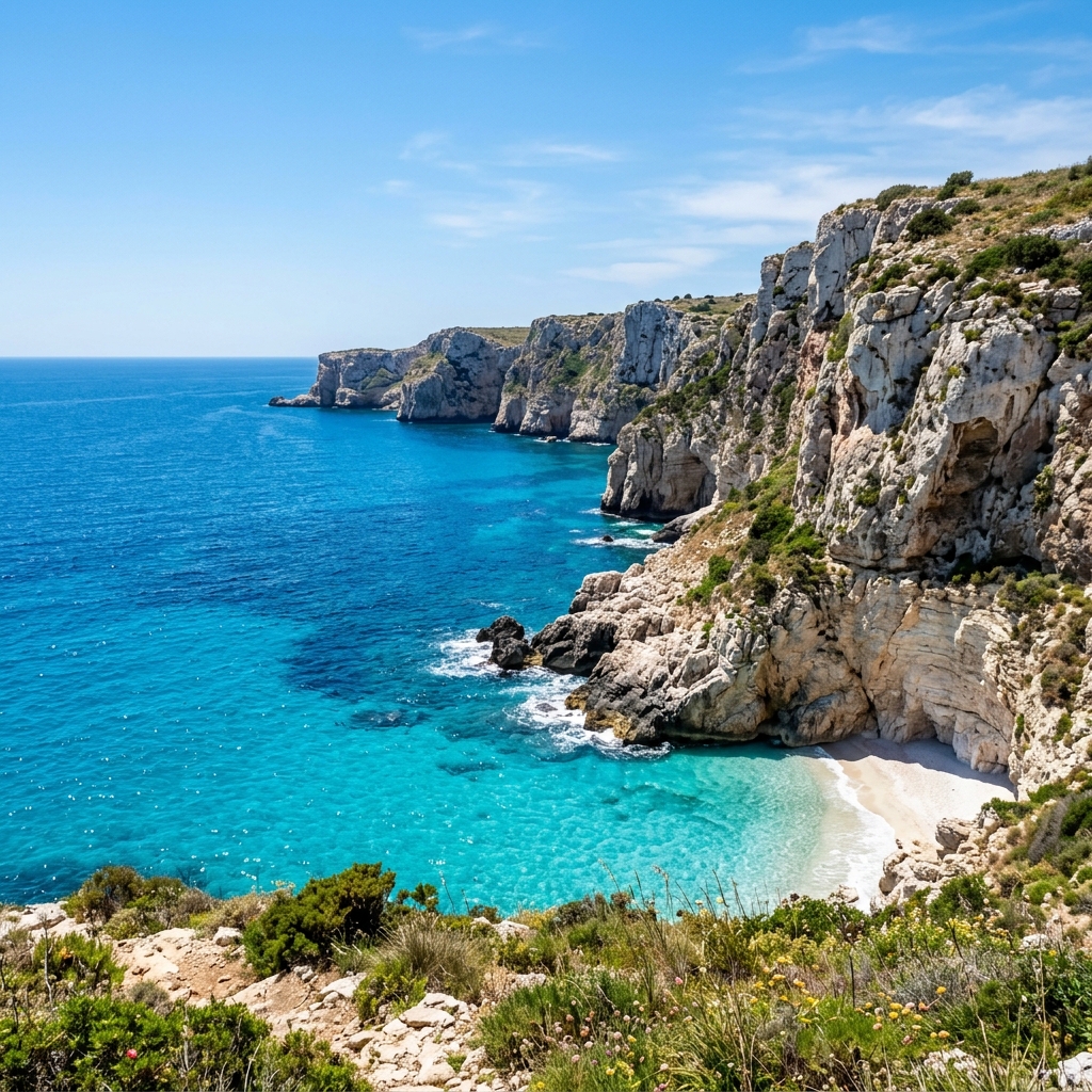 Scogliere sul mare cristallino